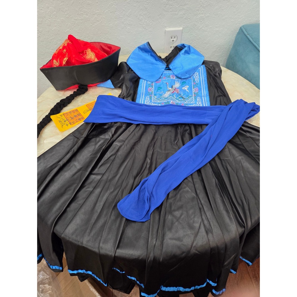 Jenny Lala Chinese Jiangshi Hopping Vampire Costume Dress Hat Braid Talisman Set